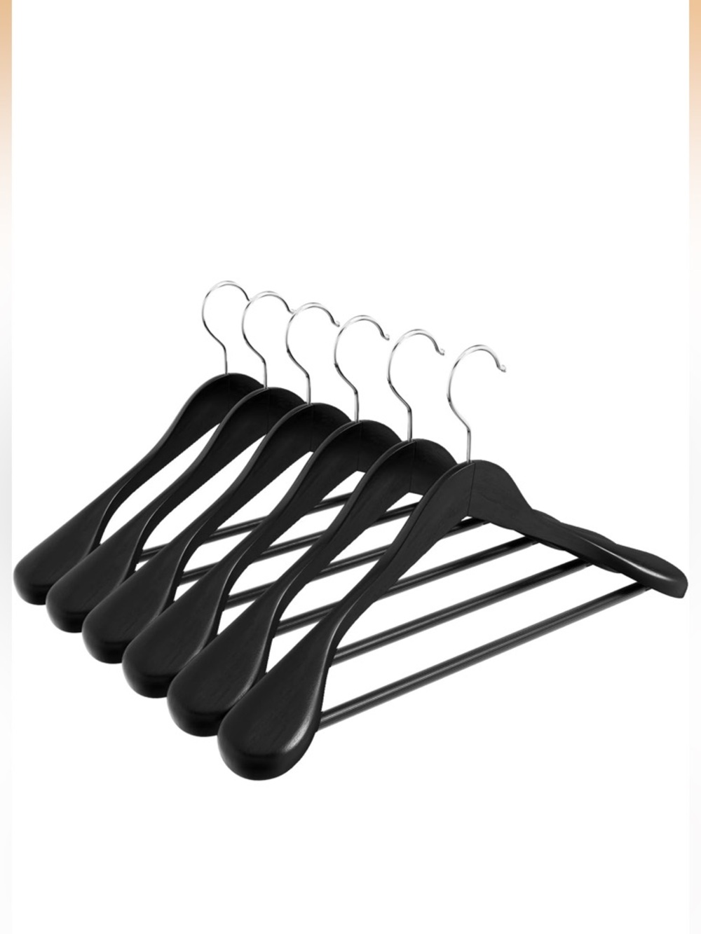 Wide Shoulder Wooden Hangers 6 Pack, Premium Large Wood Suit Hangers Black